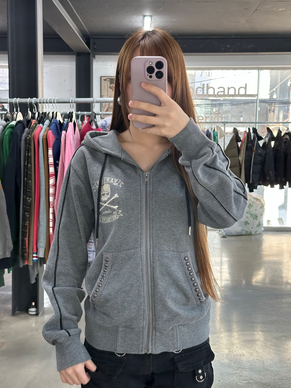 벤슨 스터드 라인펄블랙 스컬 후드티 상품이미지3