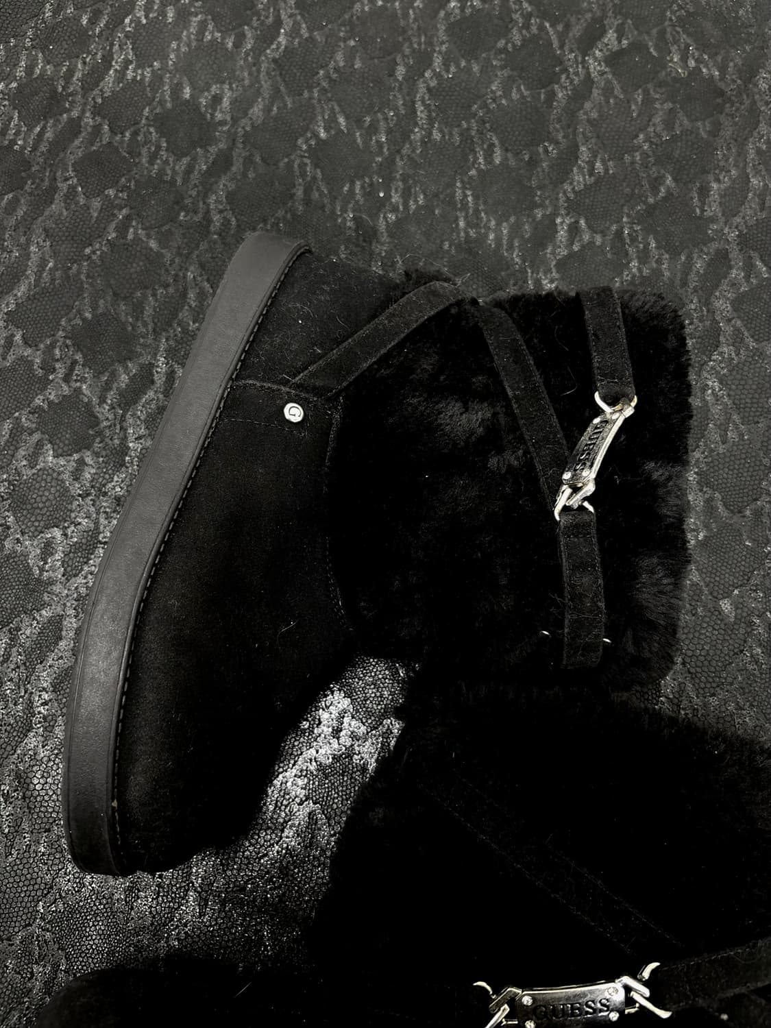 “Guess”00‘s Rare Design Bondage Black Fu 상품이미지5
