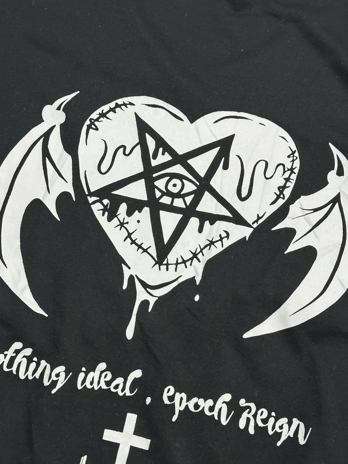 ⛓️지뢰계 펀칭 펑크 롱 반팔 티셔츠 ⛓️쇠맛 원피스 고스 펑크 락  상품이미지4