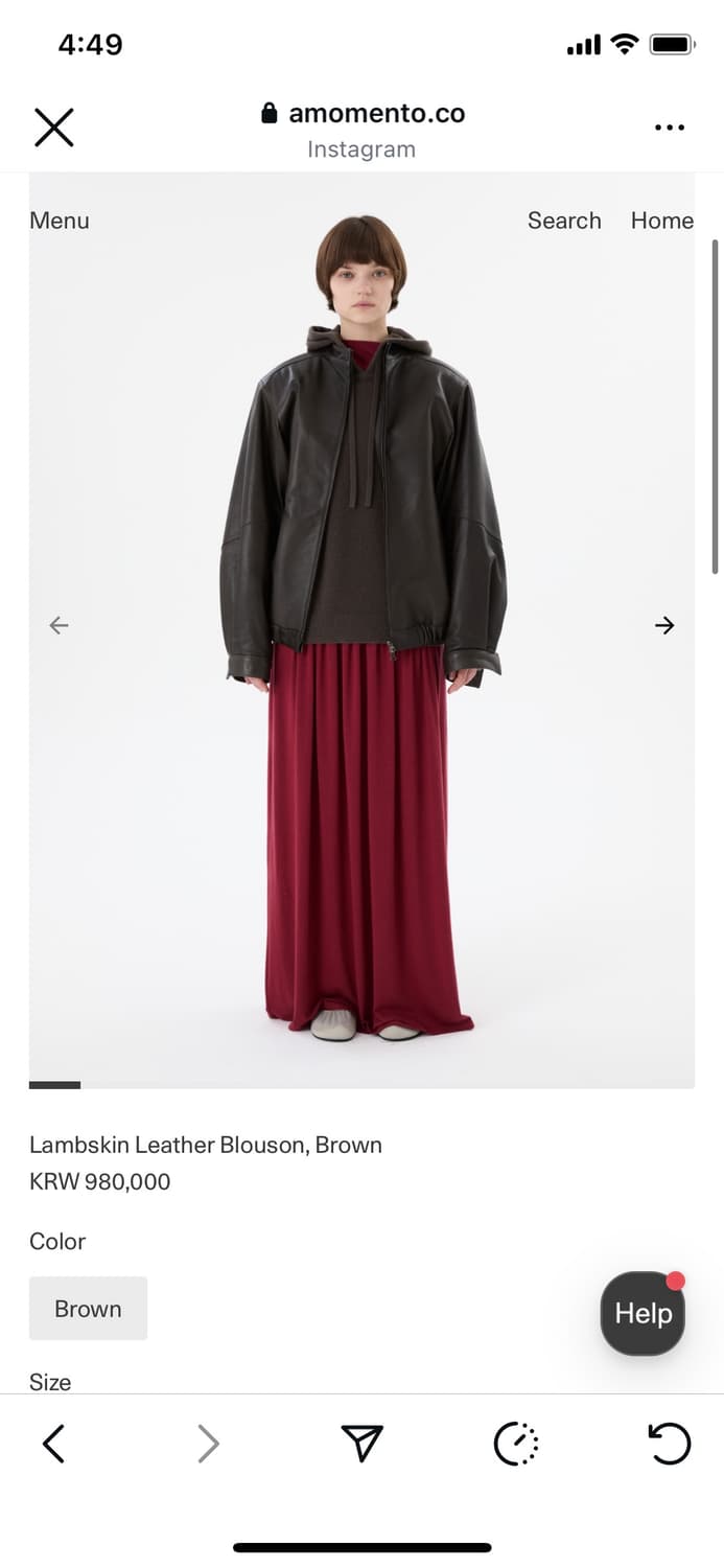 Amomento 아모멘토 램스킨 레더 블루종 상품이미지3