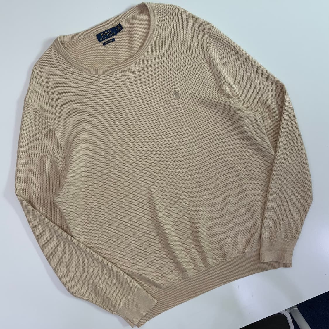 Polo 폴로 랄프로렌 신형 베이지 코튼 라운드 니트 상품이미지2