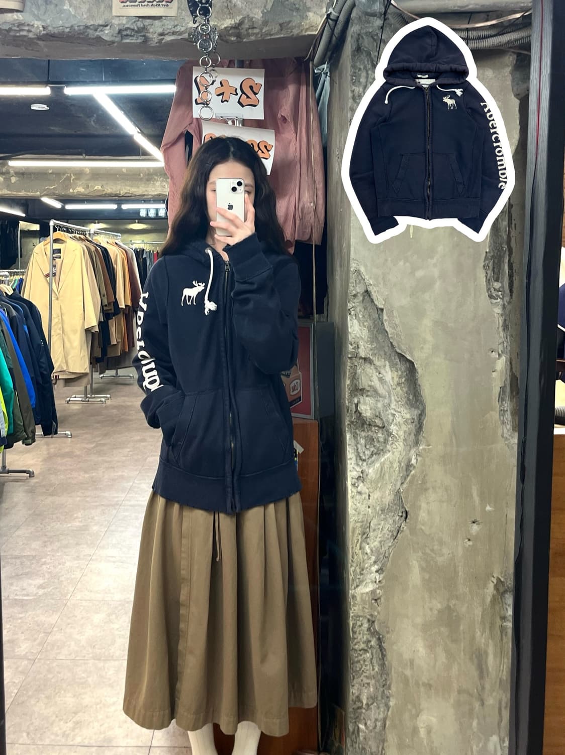 아베크롬비 기모 후드집업 네이비 M #csz3320 상품이미지1