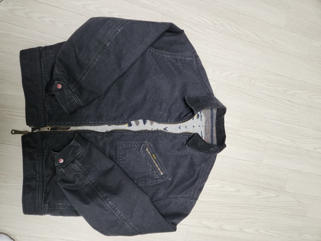 캐피탈 14온즈 데님 본 라이닝 리버시블 집 업 워크 자켓 블랙 4사이즈 상품이미지1