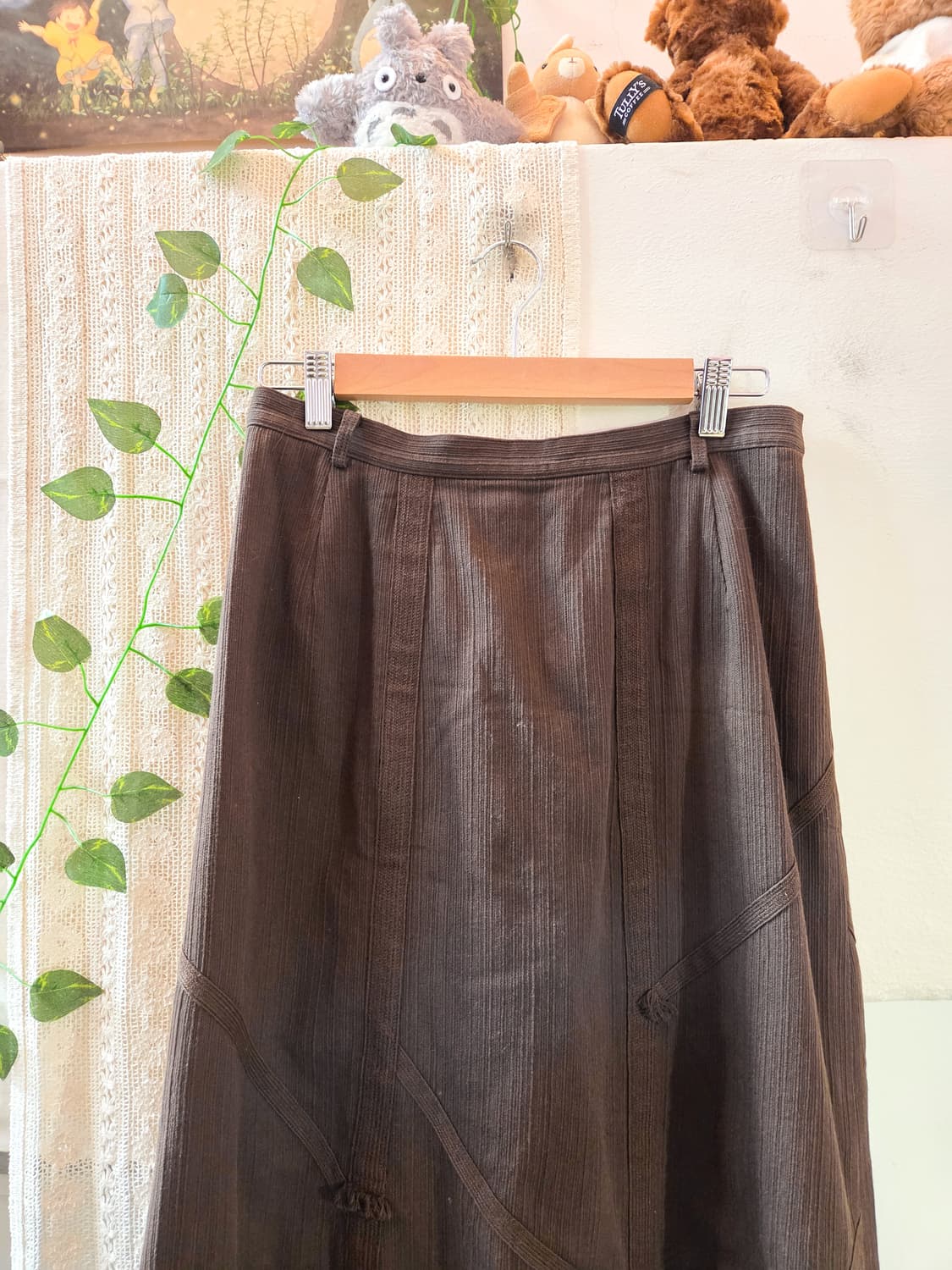 브라운 디테일 롱스커트 상품이미지2