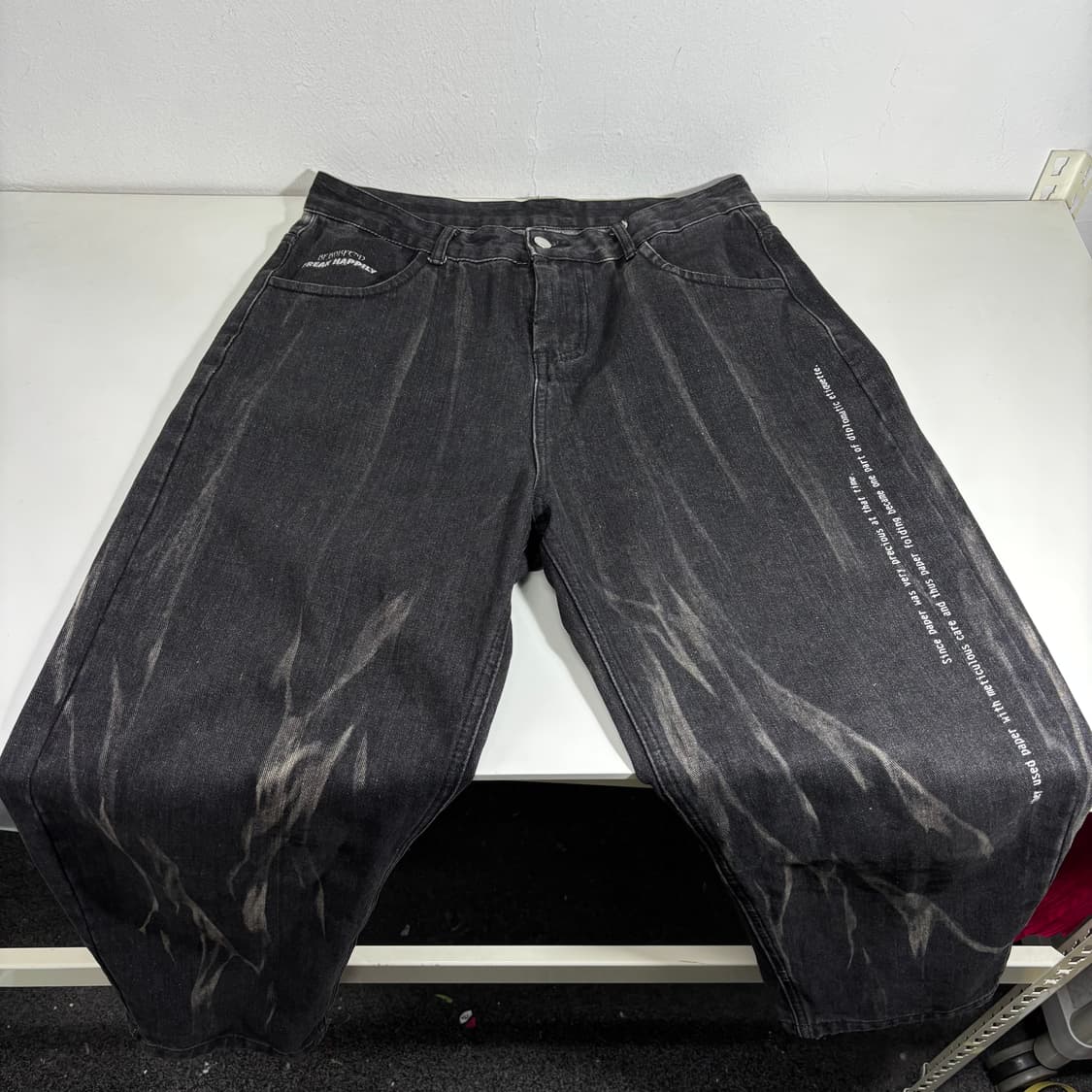 XL 빈티지 블랙워시드 로고프린팅 일자핏 데님팬츠 청바지 상품이미지2