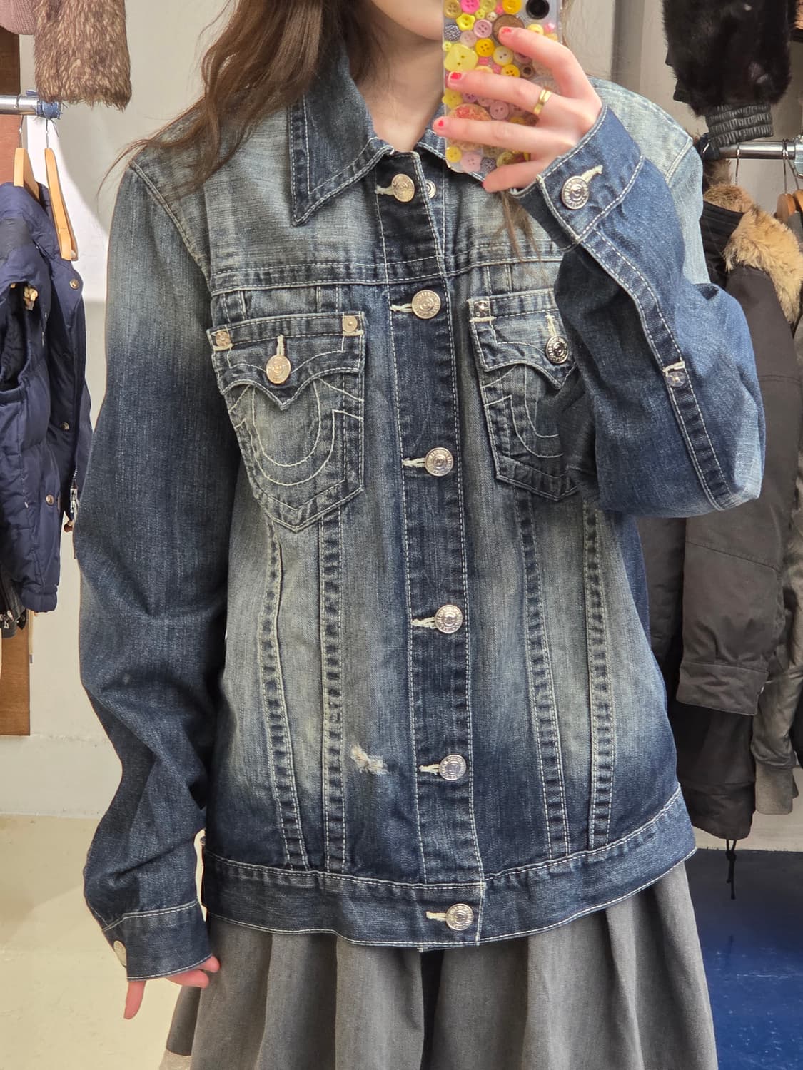 TR 트루릴리전 화이트 스티치 데님 자켓 상품이미지1