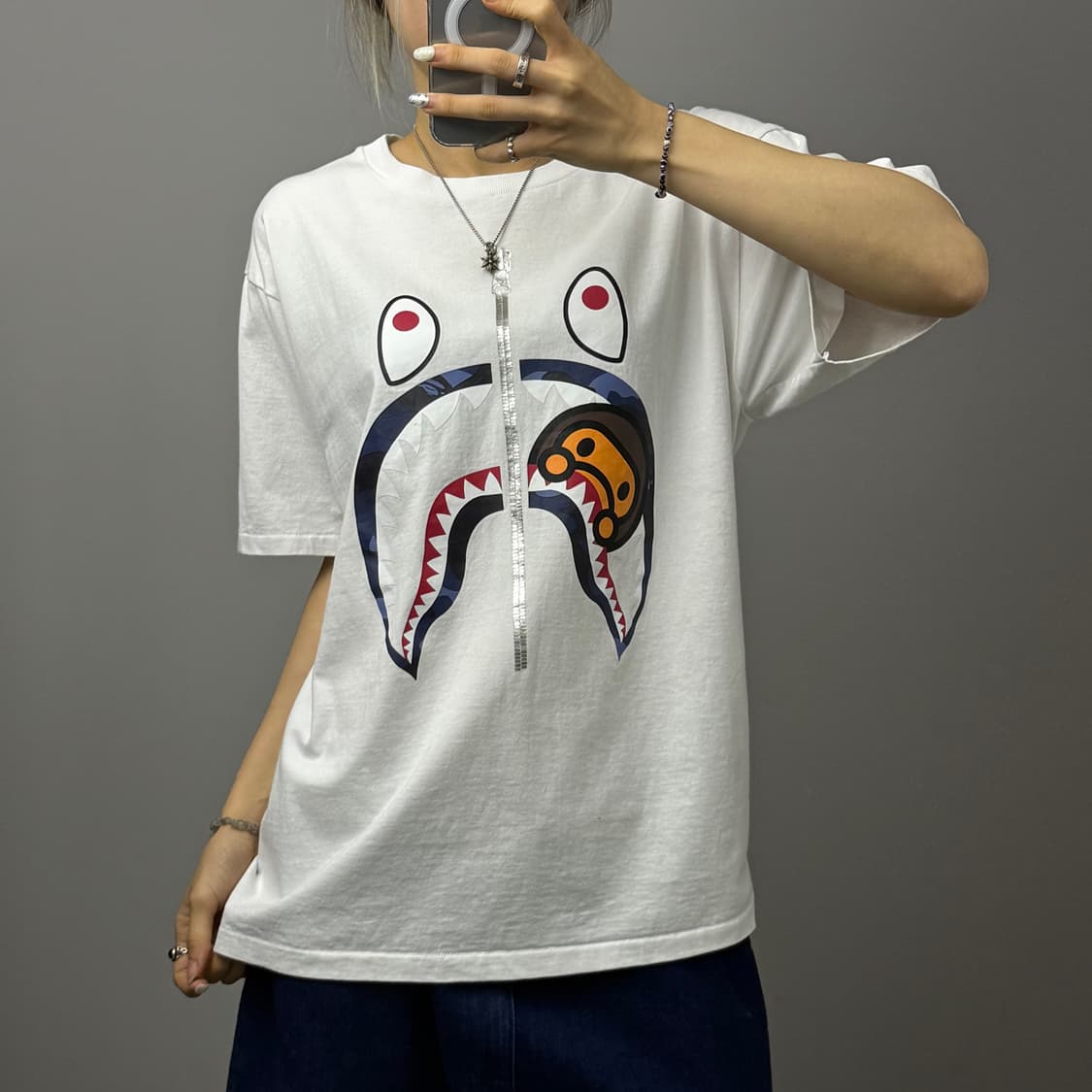 BAPE 베이프 샤크 마일로 빅 프린팅 반팔 티셔츠 상품이미지3
