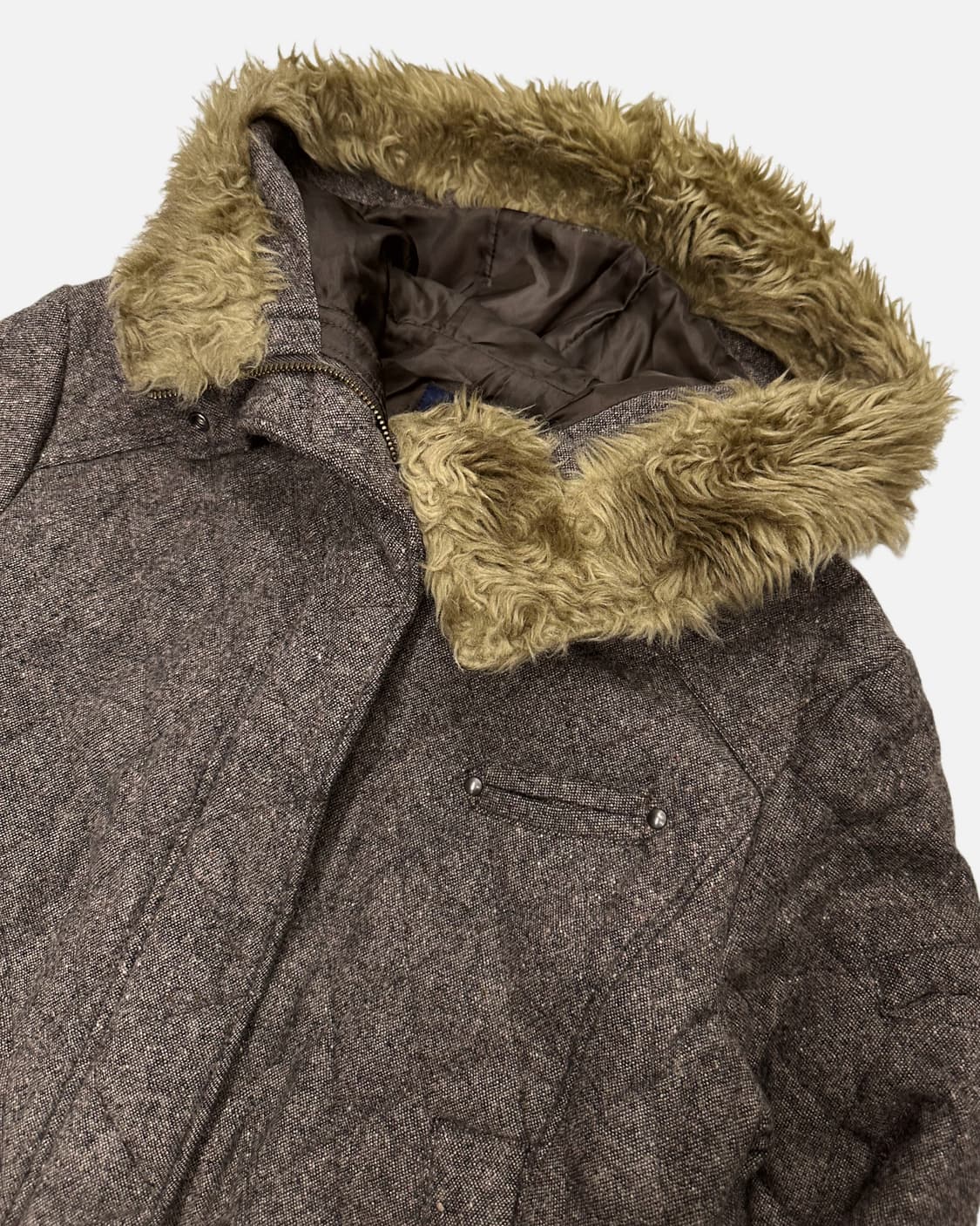 brown hood wool quilting jacket 상품이미지5