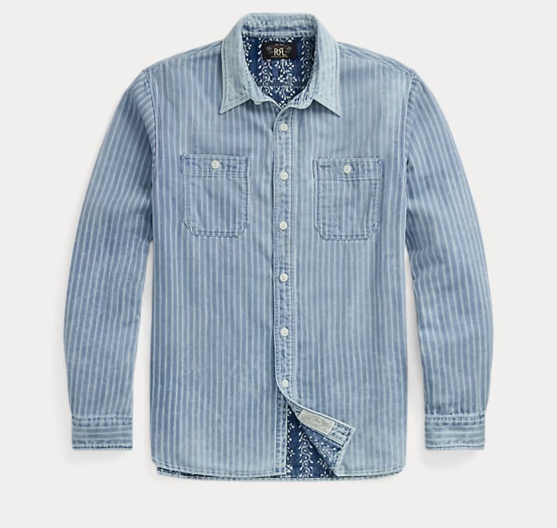 더블알엘 rrl  인디고 스트라이프 더블페이스 워크셔츠 L 상품이미지1