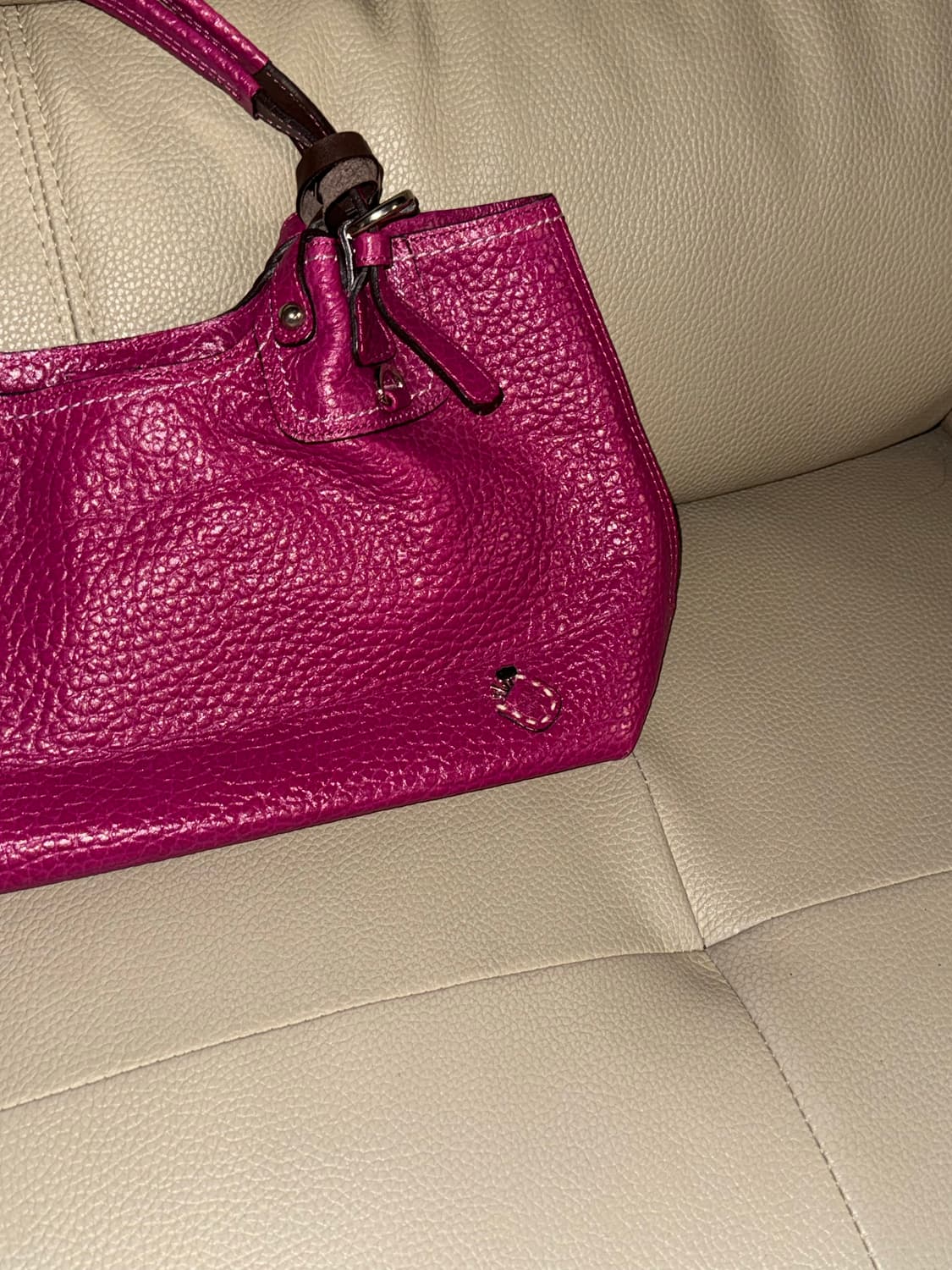 real leather magenta pink shoulder bag 상품이미지2