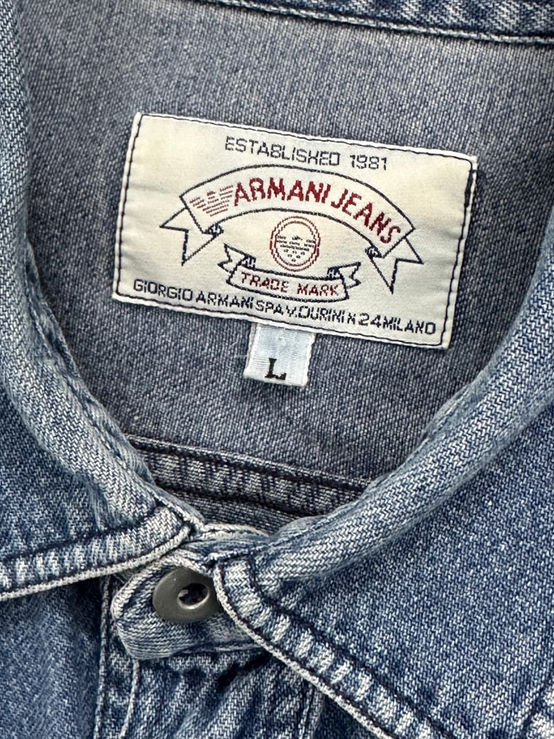 90s ARMANI JEANS 데님 셔츠 L 상품이미지4