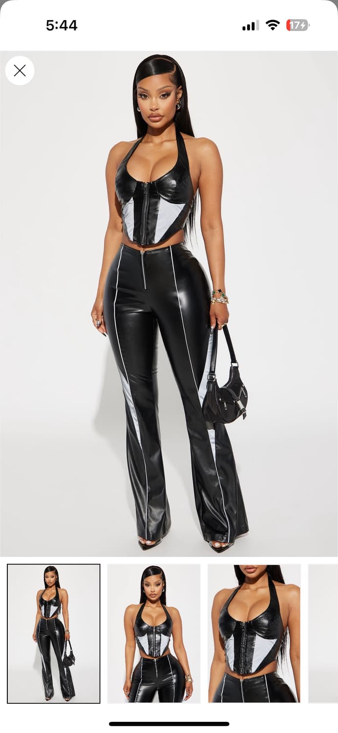 Fashion nova 패셔노바 레더 나시 팬츠 세트  상품이미지1