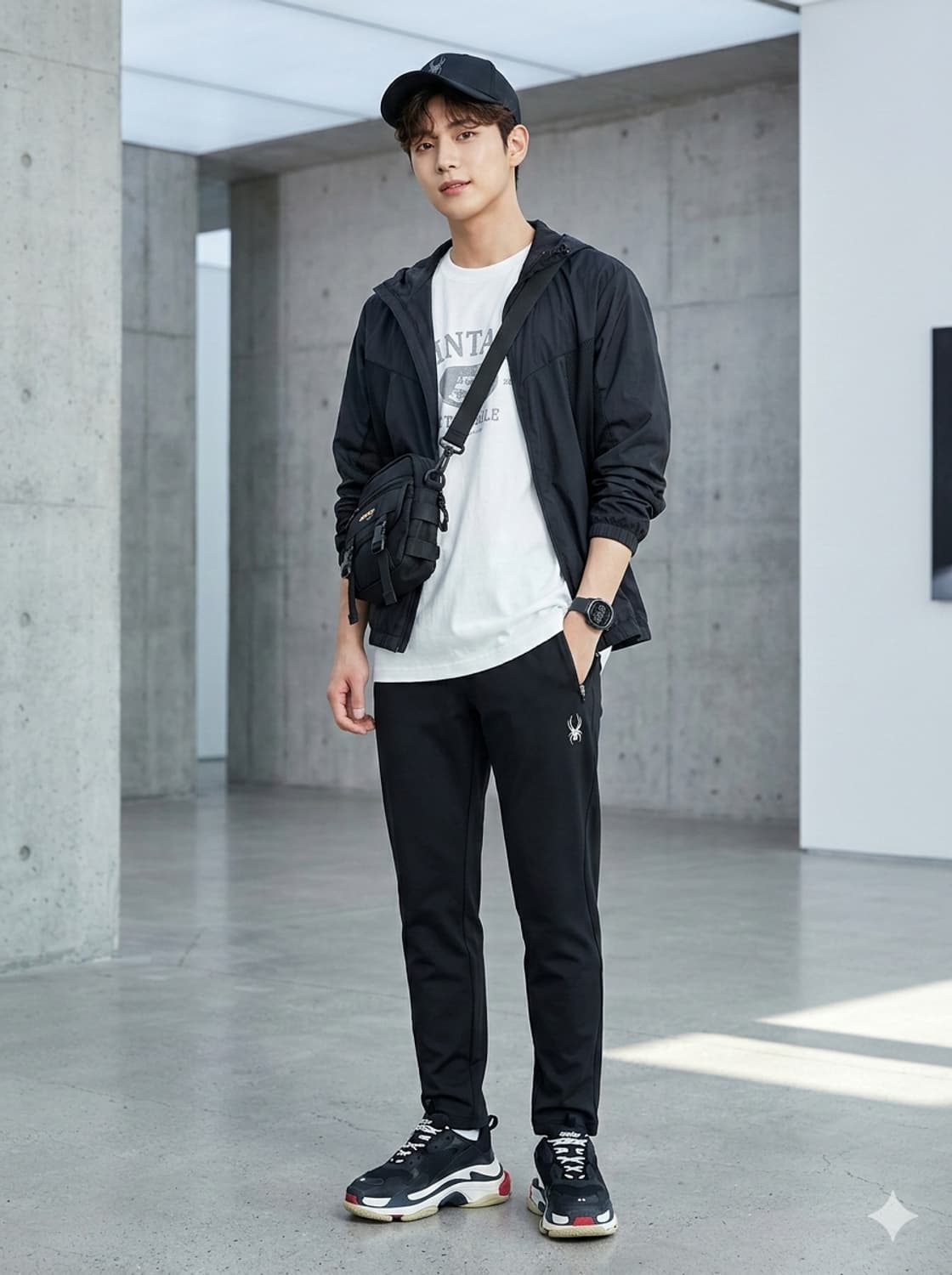 SPYDER 스파이더 블랙 트레이닝 팬츠 상품이미지1