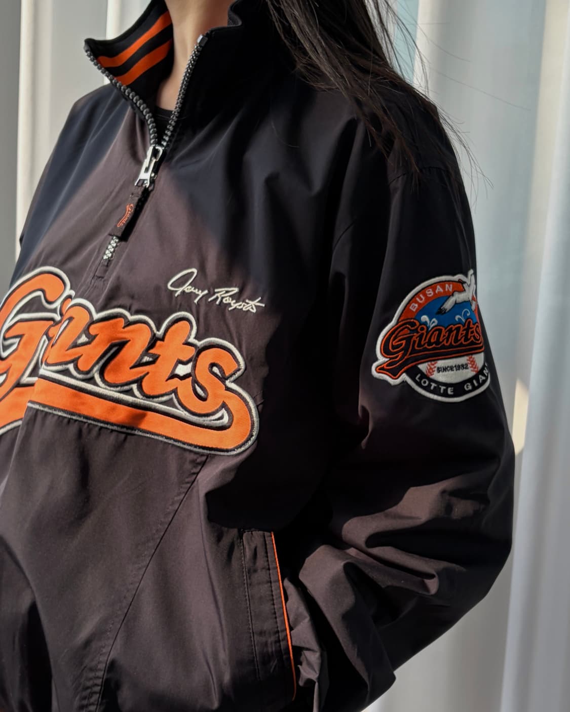 [M]롯데 자이언츠 춘추용 베이스볼 하프집업 바람막이 자켓 상품이미지2