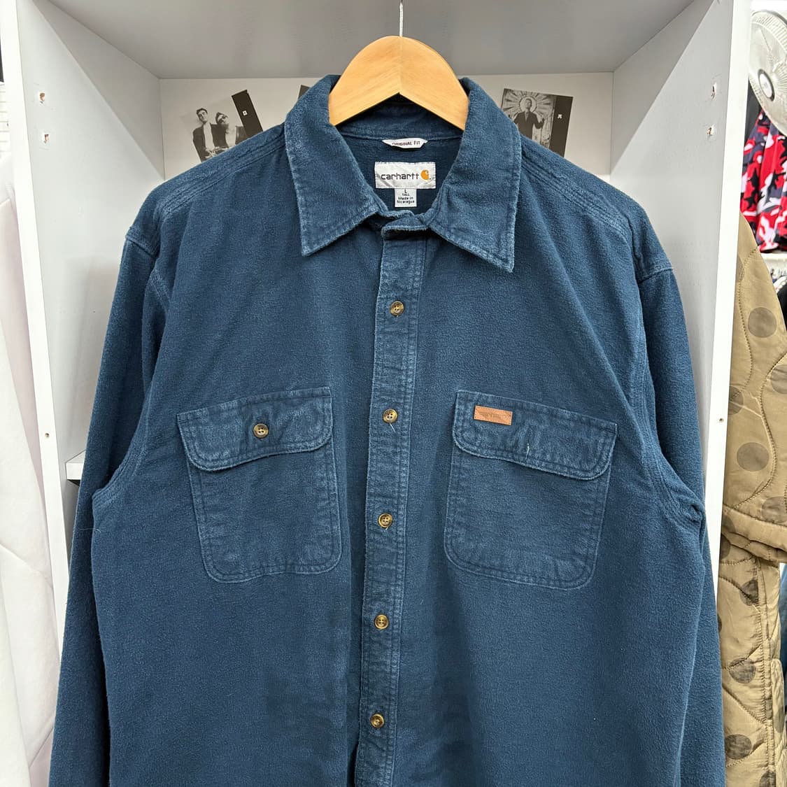 (L) 칼하트 네이비 투 포켓 플란넬 셔츠 상품이미지2