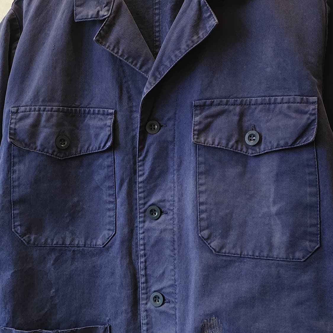 60s 프렌치 워크자켓 프렌치자켓 페이딩 블루 데미지 사파리 자켓 48 상품이미지6