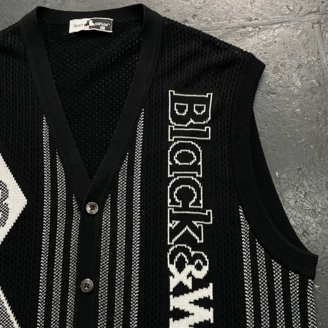 100 블랙앤화이트 니트 조끼 상품이미지2