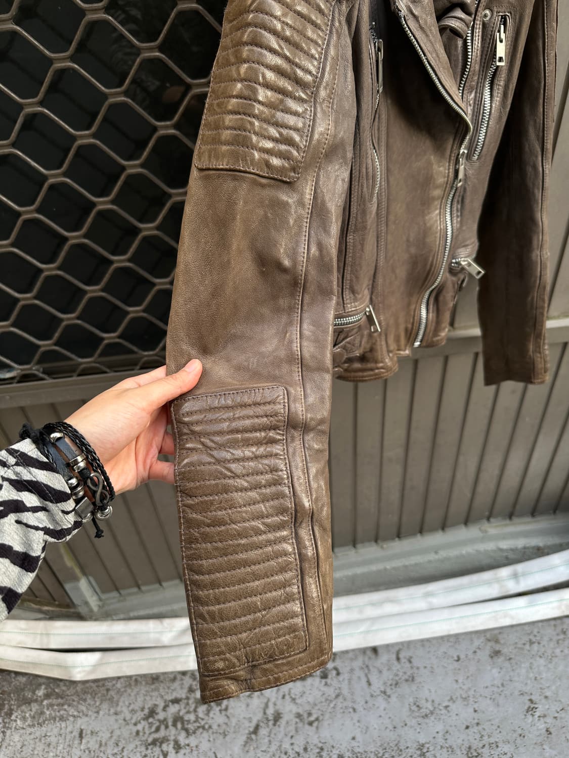 Vintage ash lambskin leather biker jacke 상품이미지2