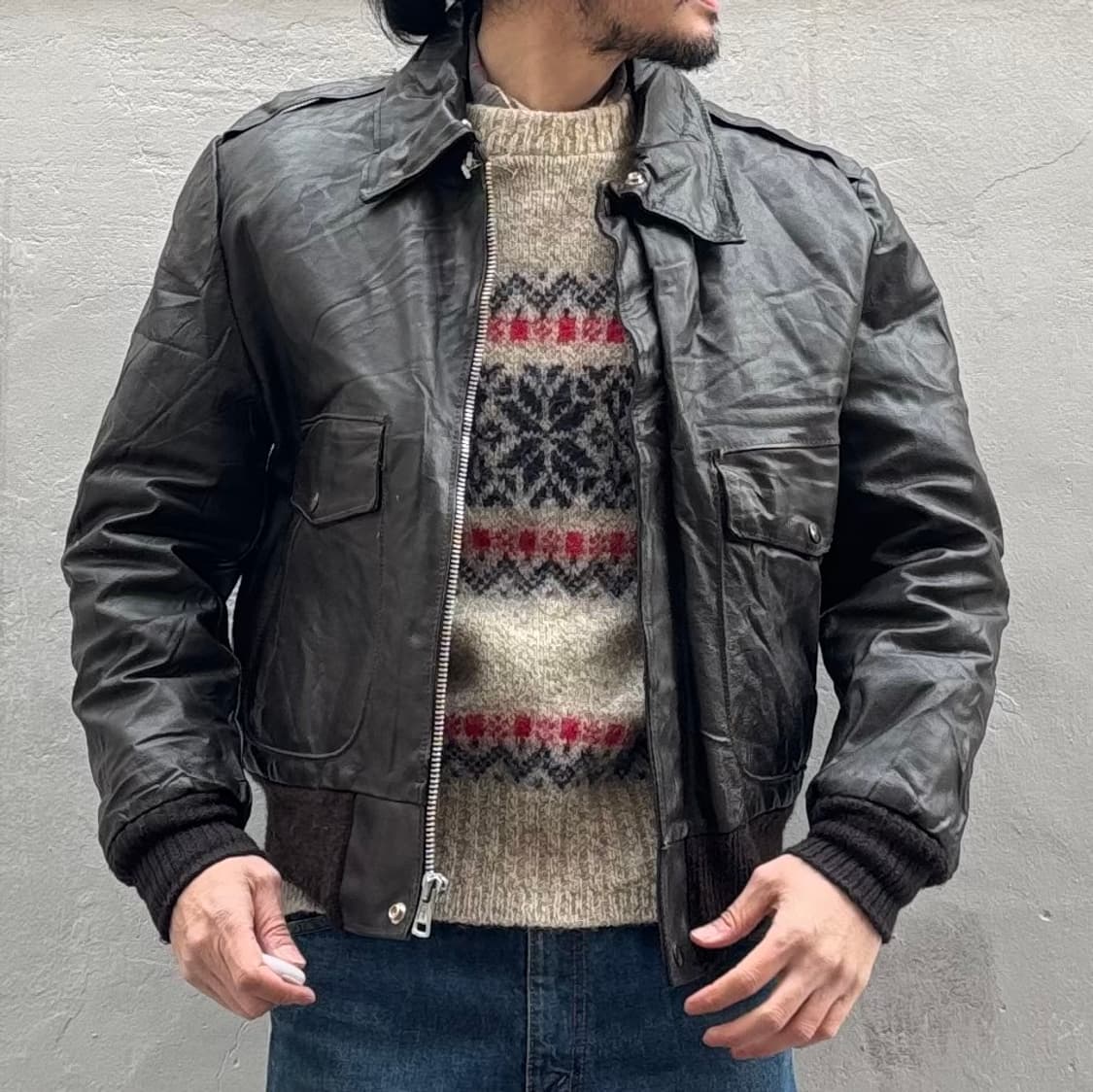 70년대 미국 시어스 더 레더샵 a-2 플라이트 자켓 상품이미지8