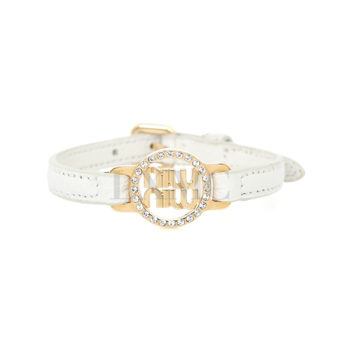 미우미우 크리스탈 로고 마드라스 팔찌 화이트 가죽팔찌 5IB398 상품이미지1