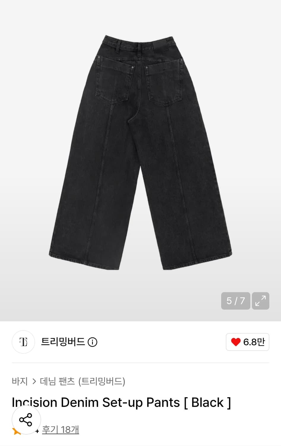 트리밍버드 인시전 데님 셋업 팬츠 블랙 상품이미지6
