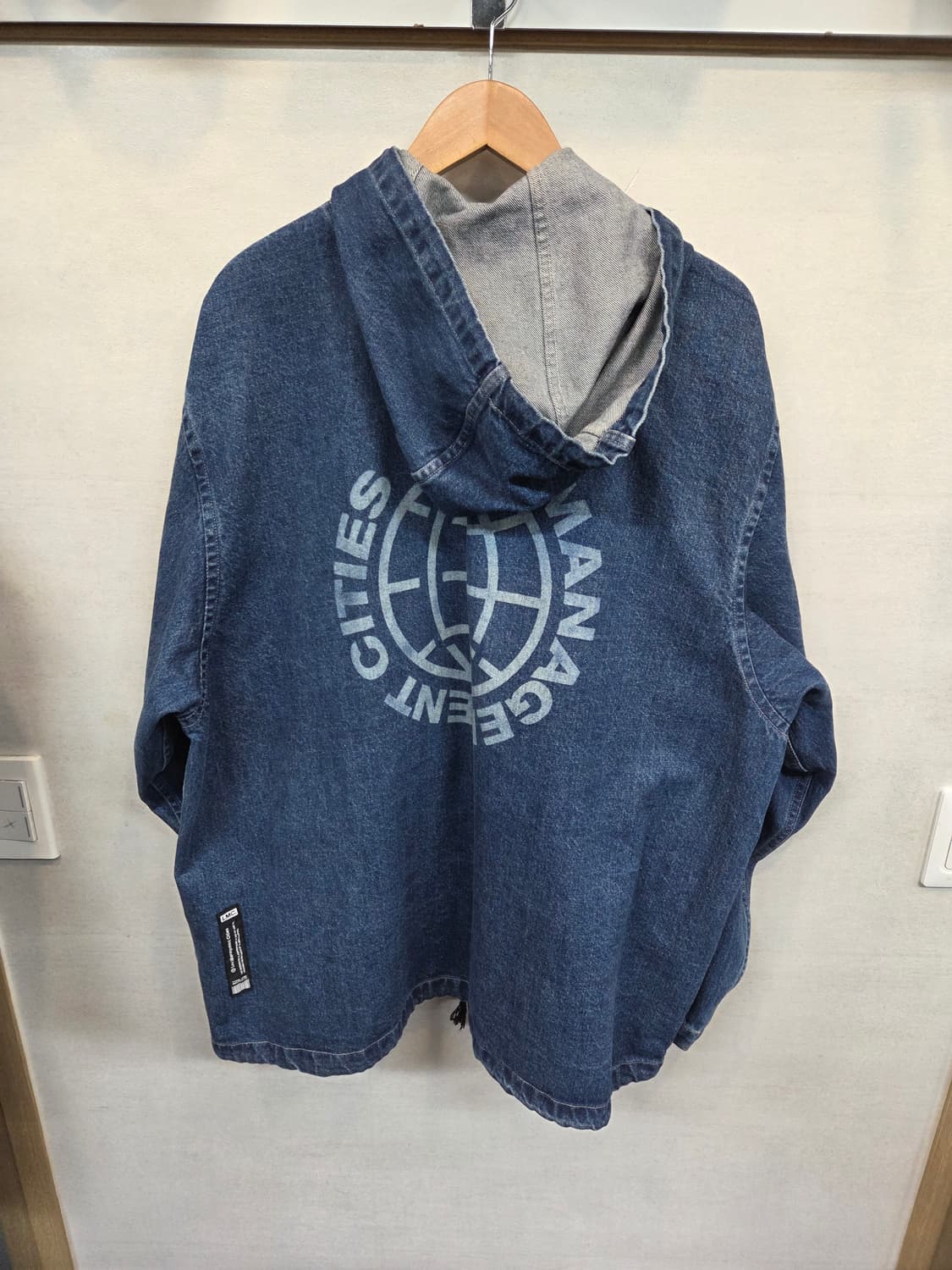 Lmc 스톤 워시드 빅로고 데님 후드자켓 L 오버핏 상품이미지2