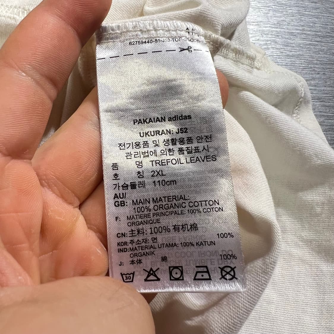 아디다스 화이트 그린 트레포일 리프 스펠아웃 빅프린팅 코튼 반팔 티셔츠  상품이미지6