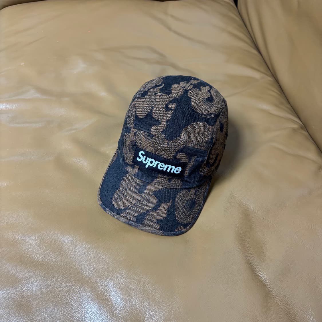 Supreme 슈프림 플레임 워시드 데님 브라운 캠프캡 모자 상품이미지1