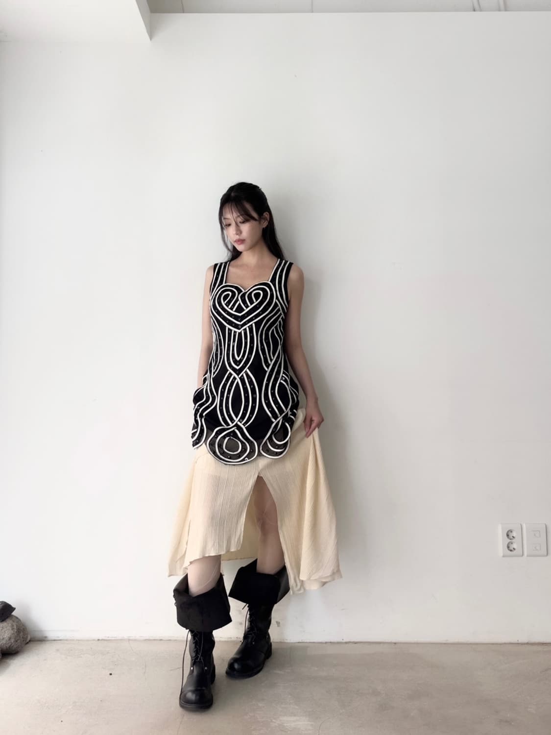 Asymmetric fly banding skirt  상품이미지8