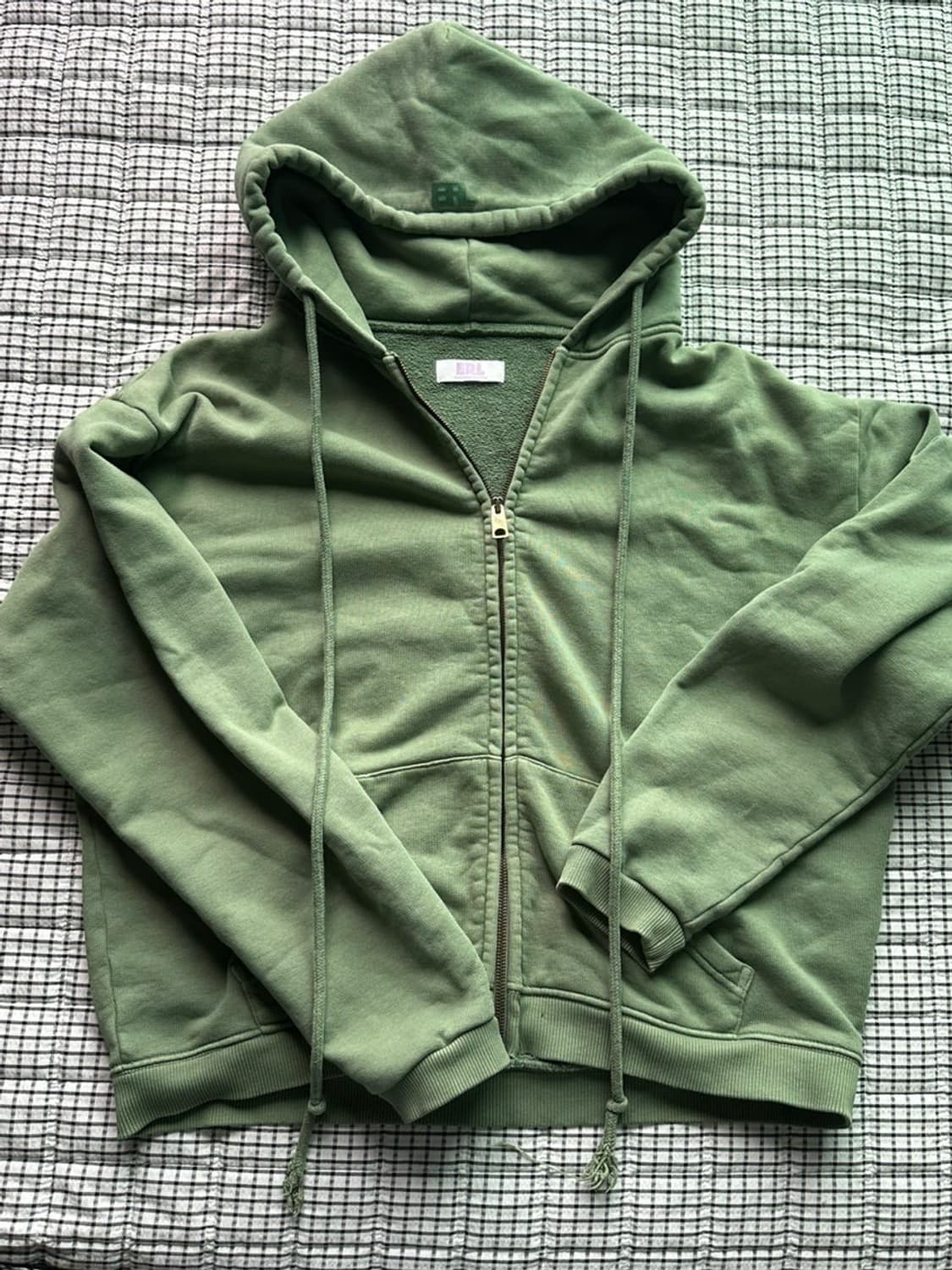 [L] ERL 크롭 후드집업 그린 상품이미지2