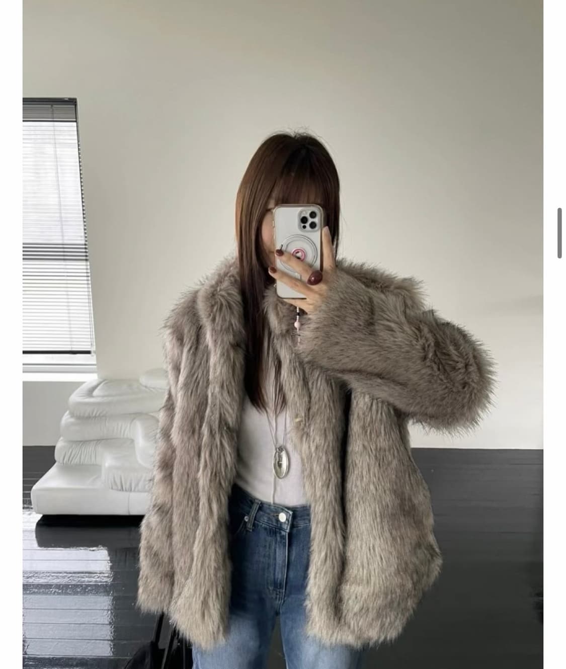 쓰리컷 라쿤 퍼자켓 퍼코트 상품이미지3