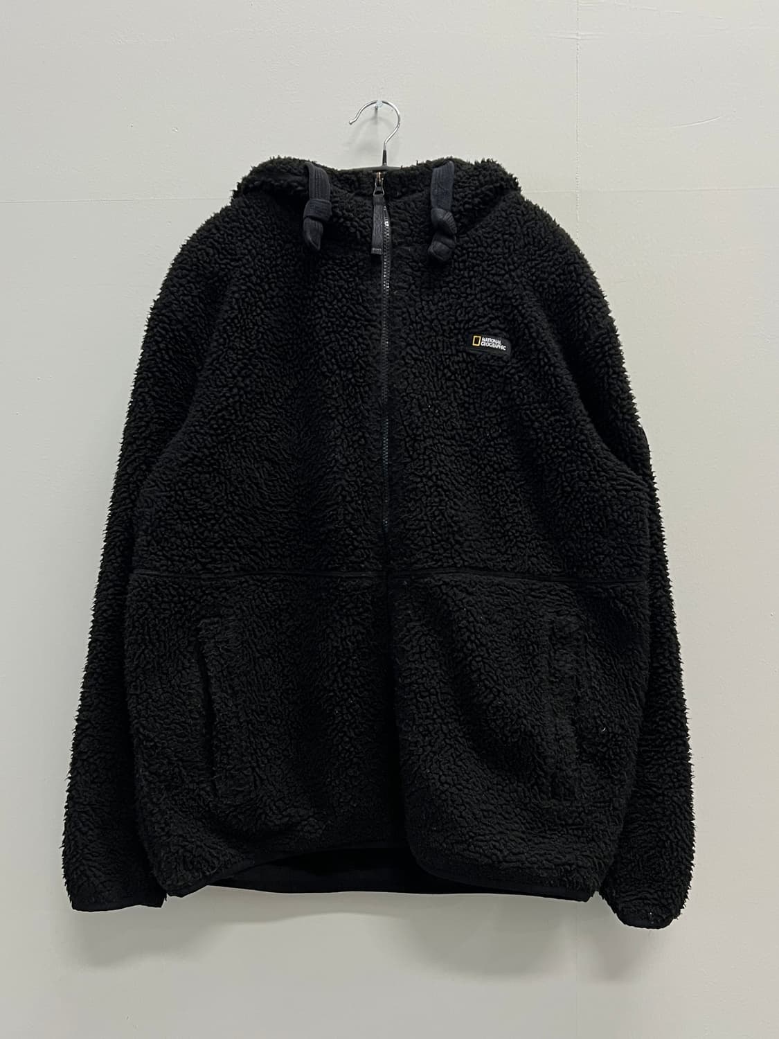 내셔널지오그래픽 양털 셰르파 플리스 후드 집업 자켓 블랙 상품이미지2