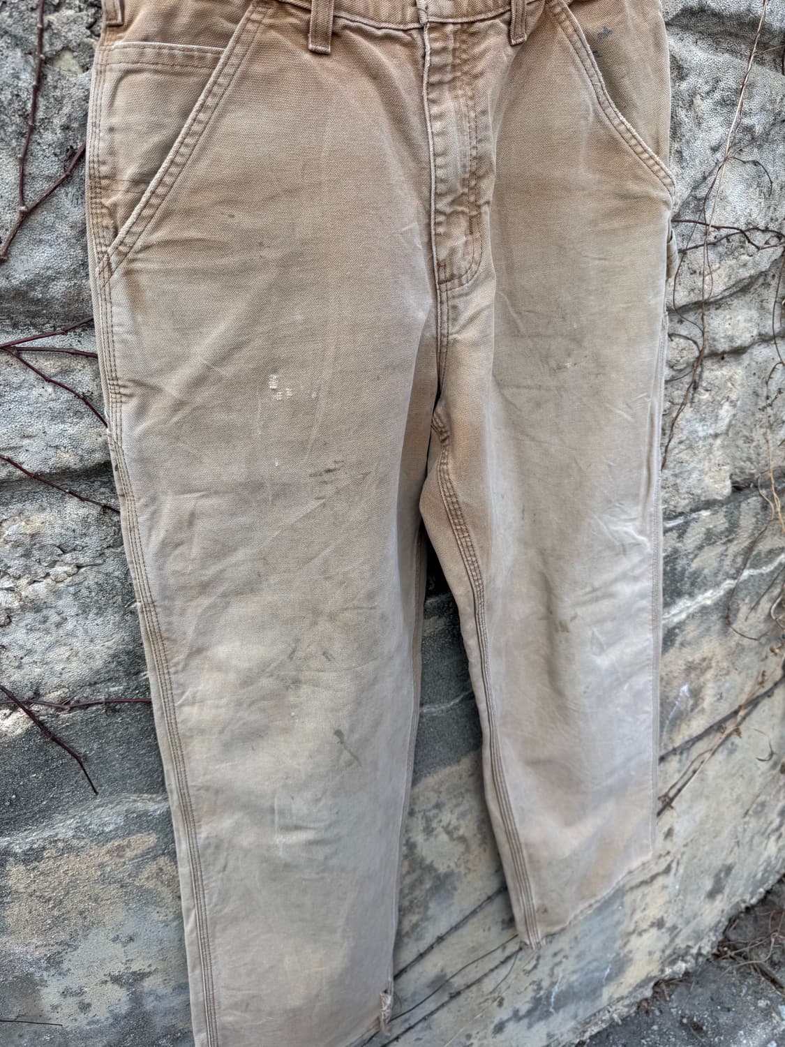 칼하트 빈티지 b11 brn 베이지 하드페이딩 싱글니 카펜터 워크 팬츠 상품이미지5