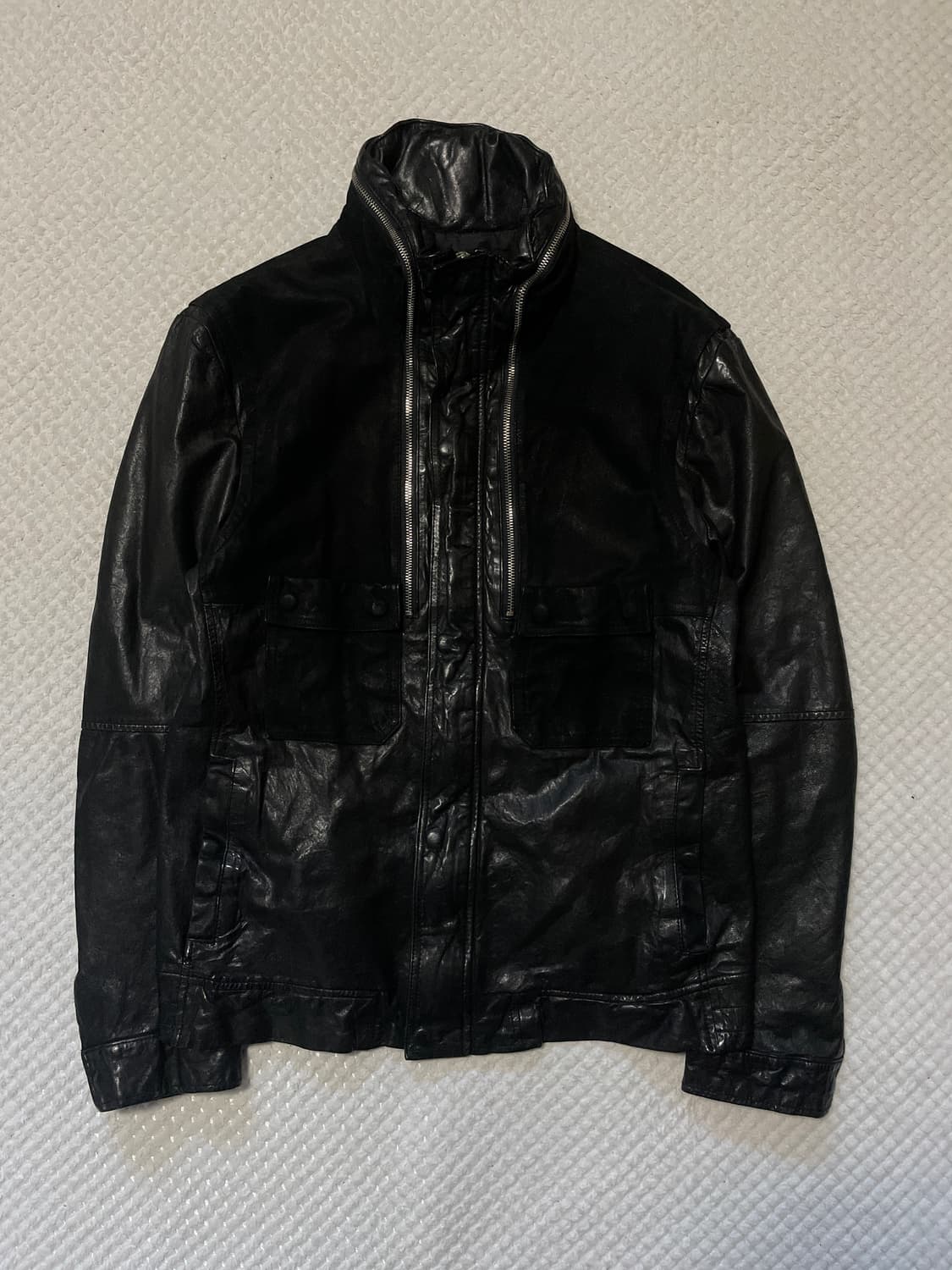 광희시장 웨스턴 무드 램스킨 양가죽 절개 레더 자켓 상품이미지1