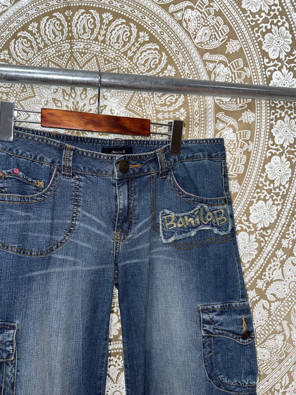 빈티지 여성 패치 카고 데님 부츠컷팬츠  상품이미지4