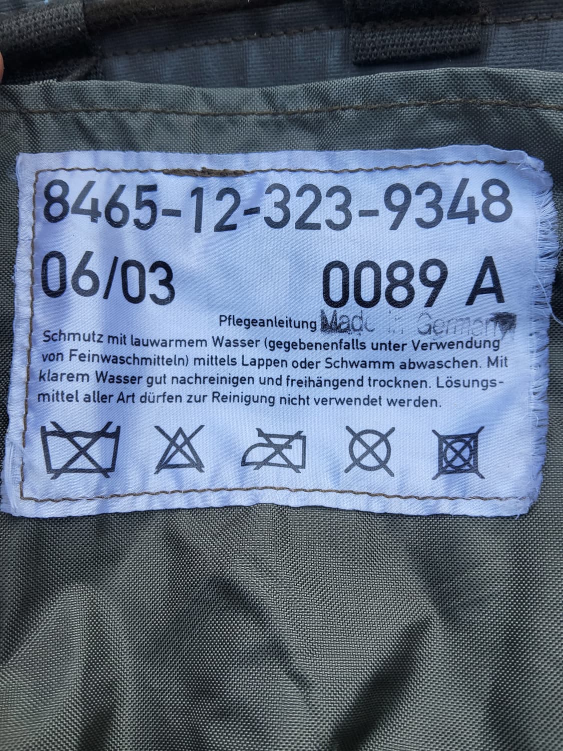 독일군야거럭색 보급정품 나이론 원단  상품이미지2