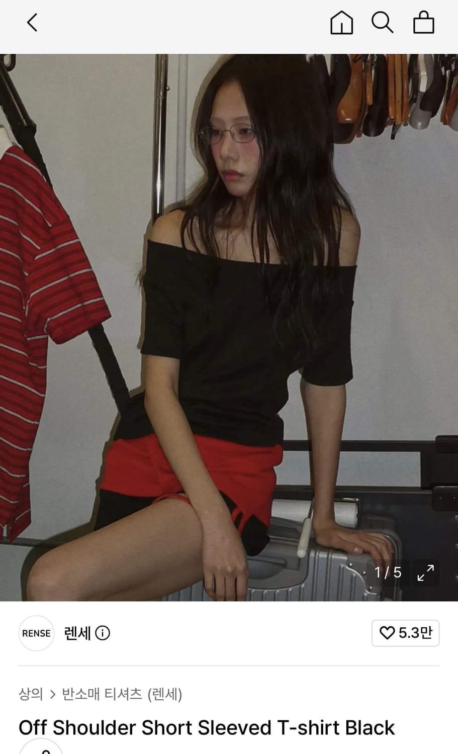 렌세 오프숄더 숏슬리브 티셔츠 상품이미지1
