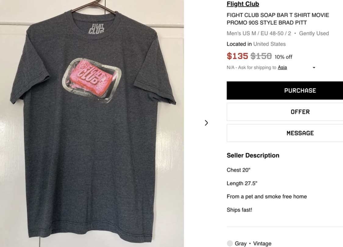 파이트클럽 오피셜 빈티지 티셔츠 상품이미지5