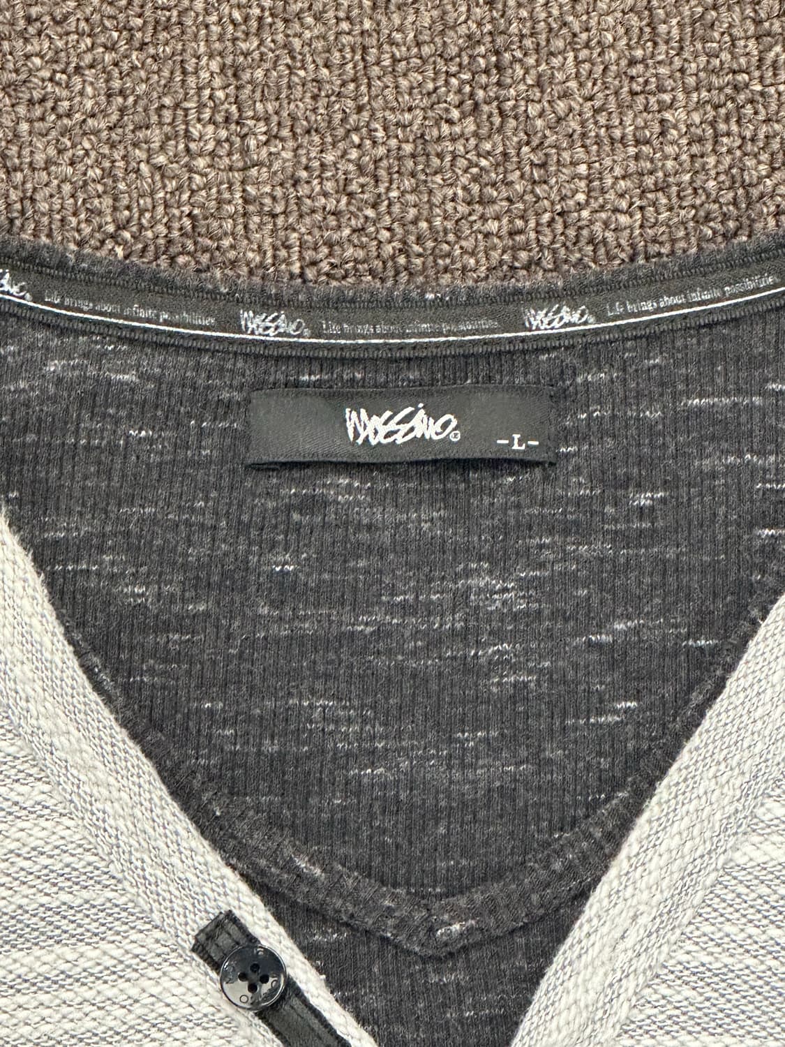 L)Mossimo vintage 그레이 스트라이프 헨리넥 롱슬리브 상품이미지3