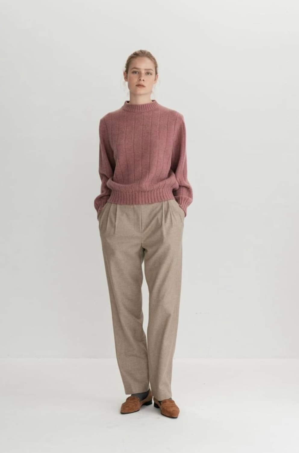 GolgiHalf-neck Knit (pink beige) 상품이미지2