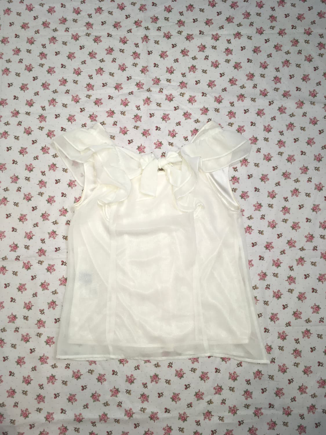 cecil mcbee ivory frill puff blouse 상품이미지2