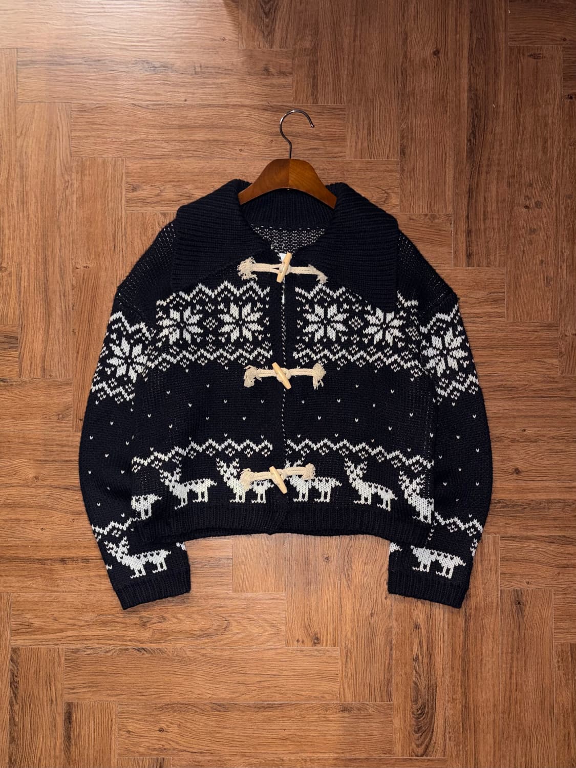 빈티지 노르딕 떡볶이 니트가디건 상품이미지4