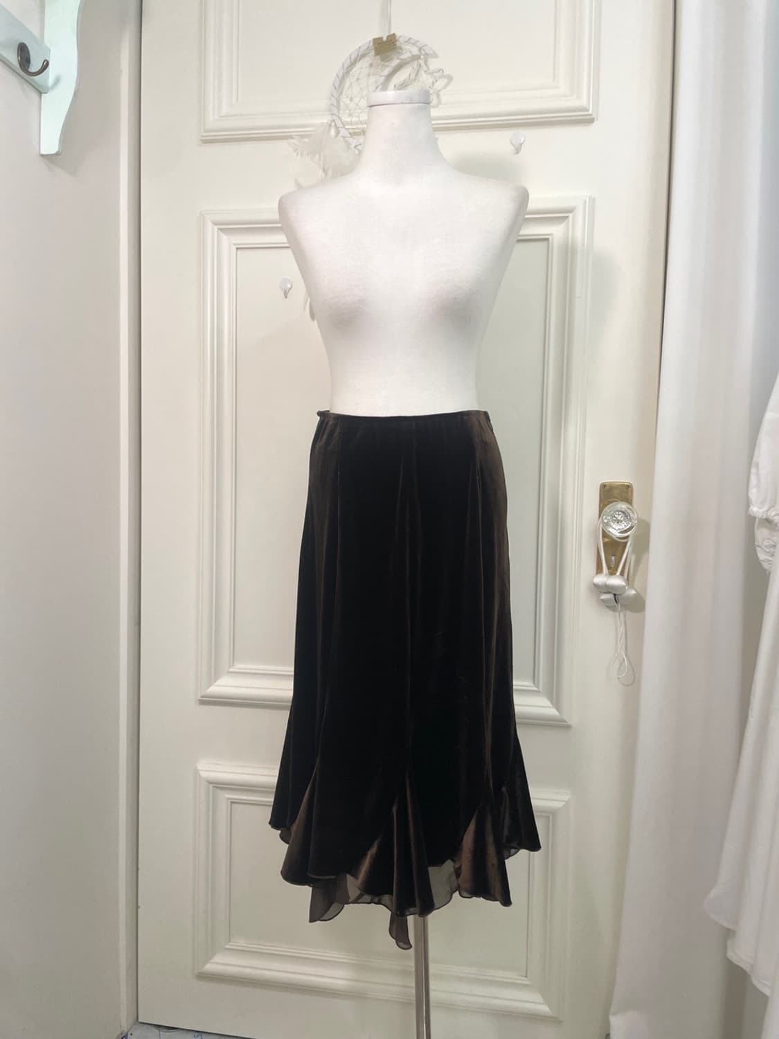 brown velvet ruffle fairy skirt 상품이미지1