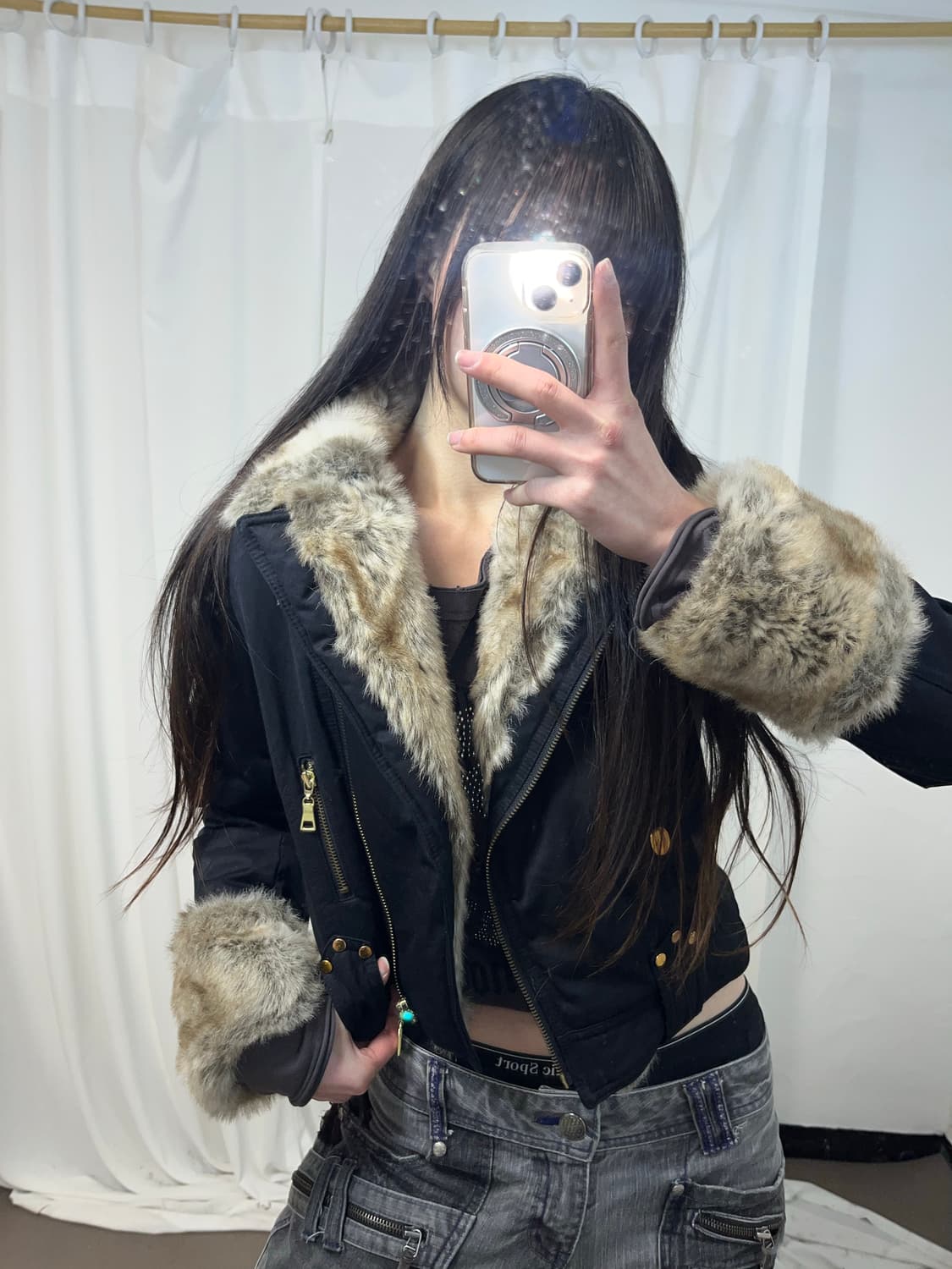 퍼 트리밍 패디드 자켓 상품이미지5