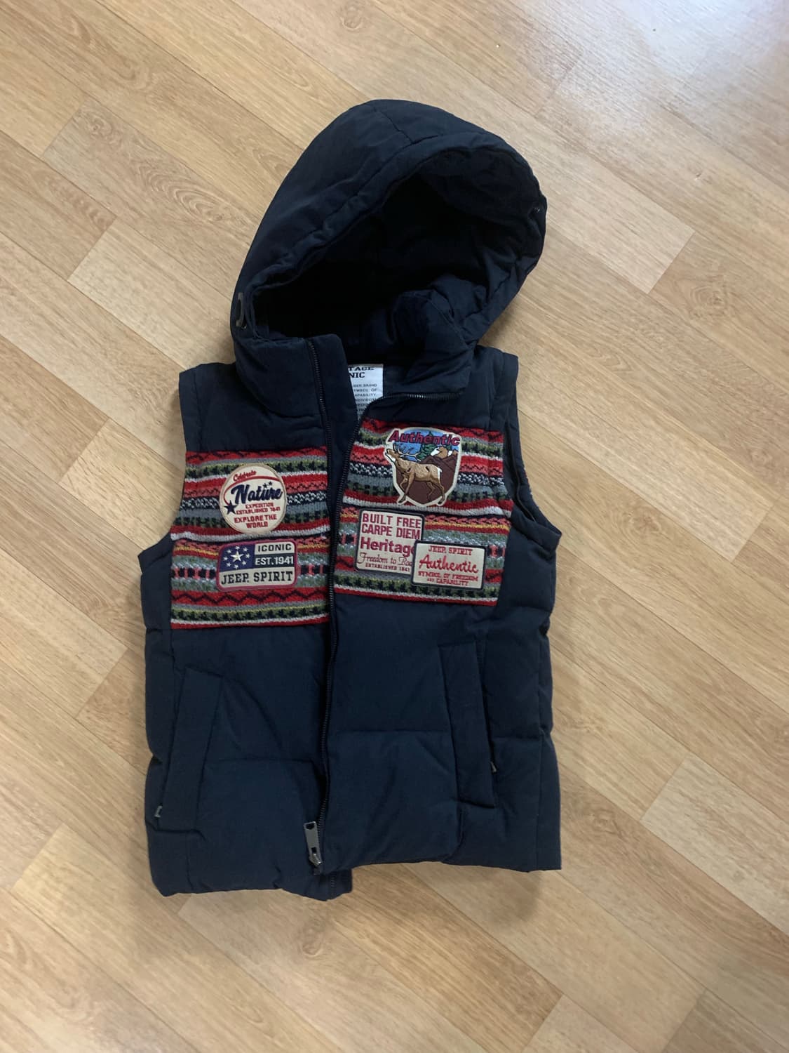 Jeep 지프 니트지 배색 다운점퍼 (조끼로도 착용 가능, 사진 참고) 상품이미지4