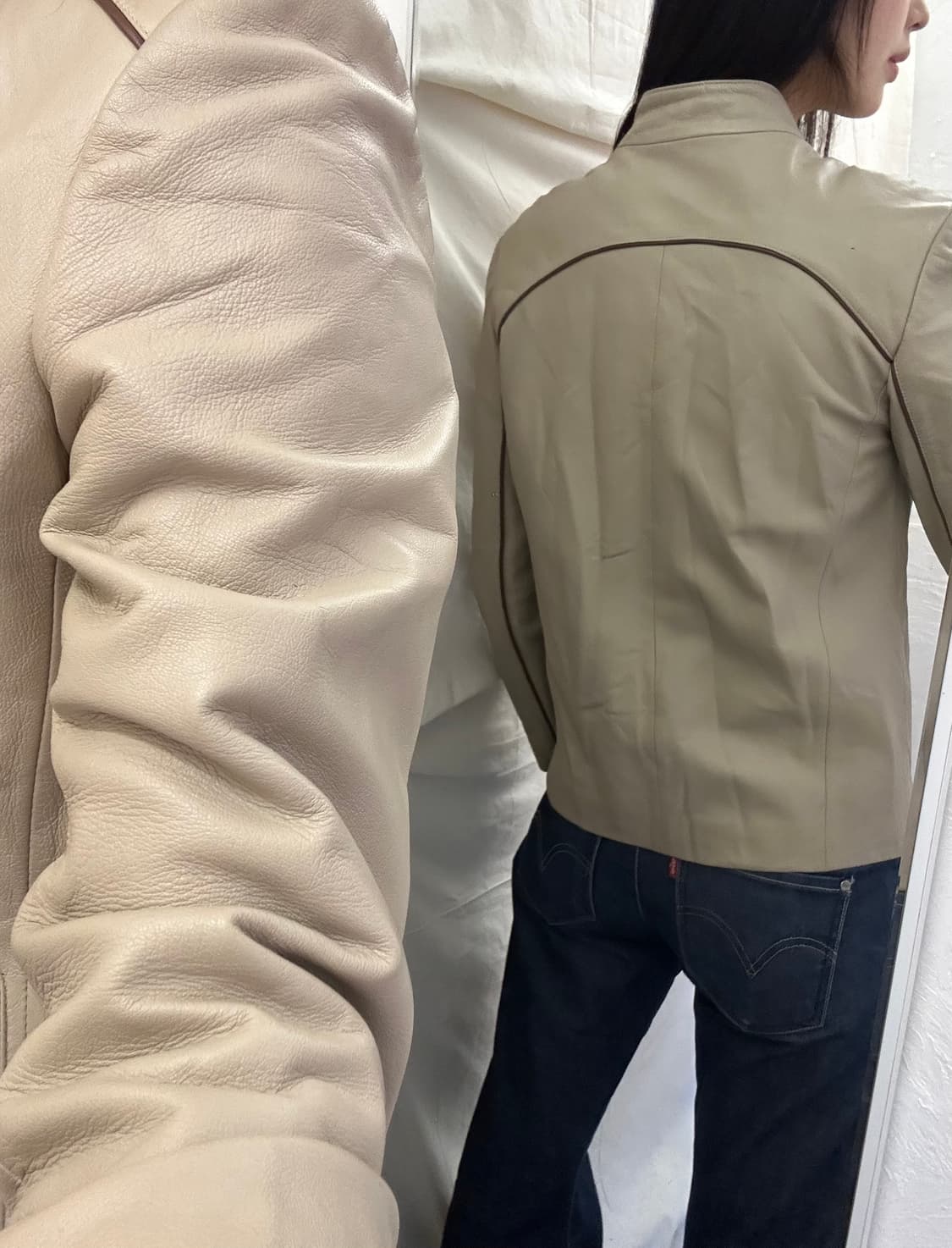 Sonzio 베이지 레더자켓 상품이미지2