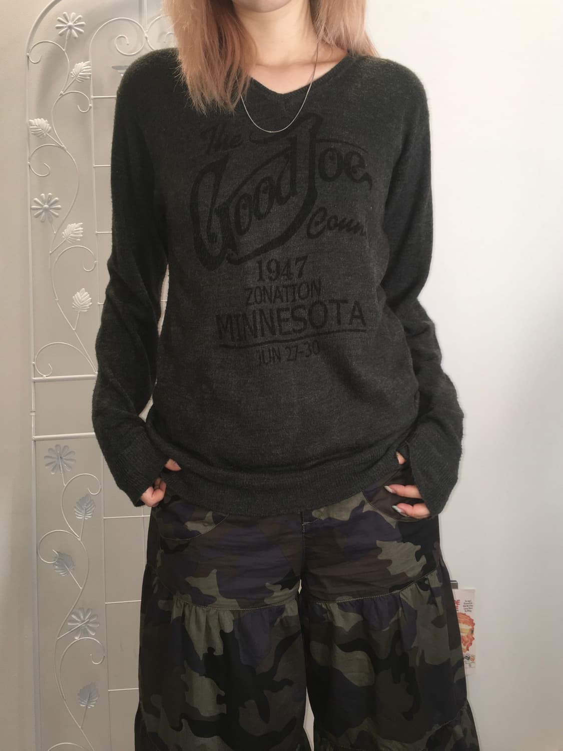jpn vintage charcoal lettering knit 상품이미지2