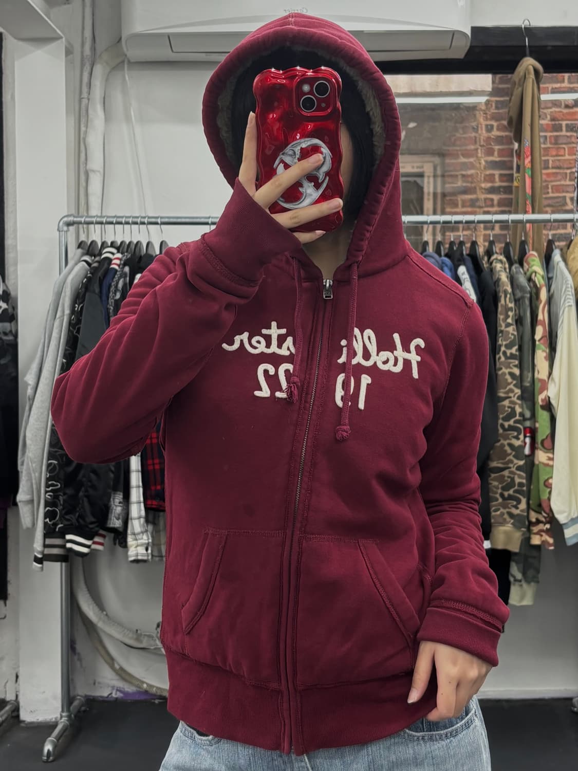 홀리스터 버건디 후드집업 상품이미지4