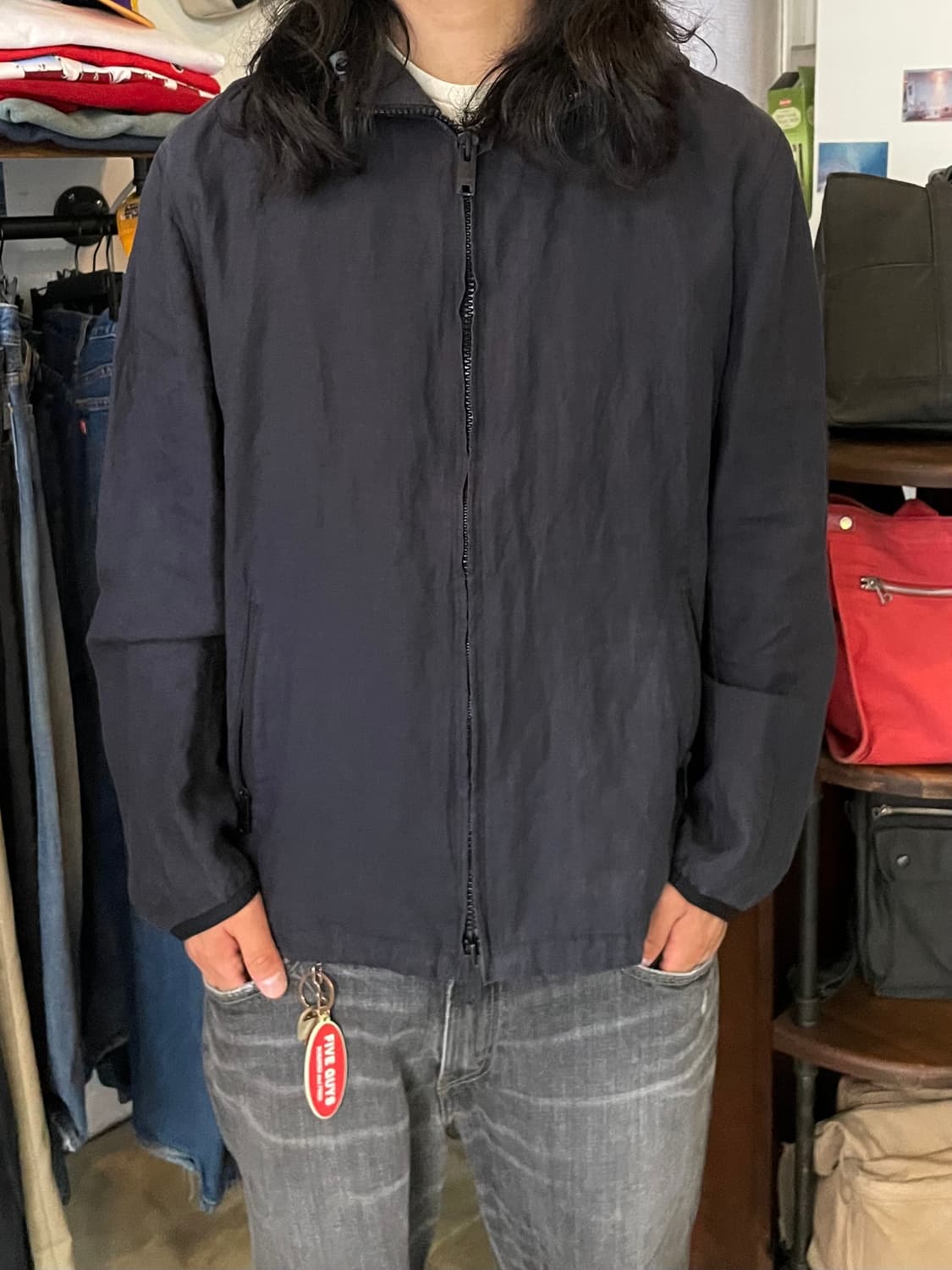 DKNY Hooded Linen Jacket Black L 상품이미지3
