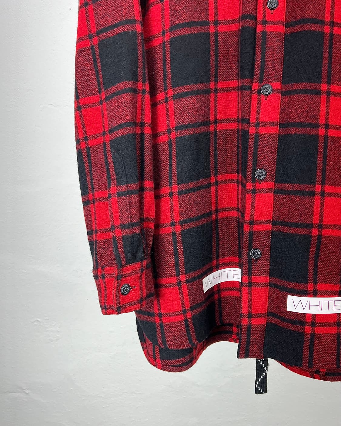 오프화이트 14aw 애로우 플란넬 롱 레드 셔츠 상품이미지5